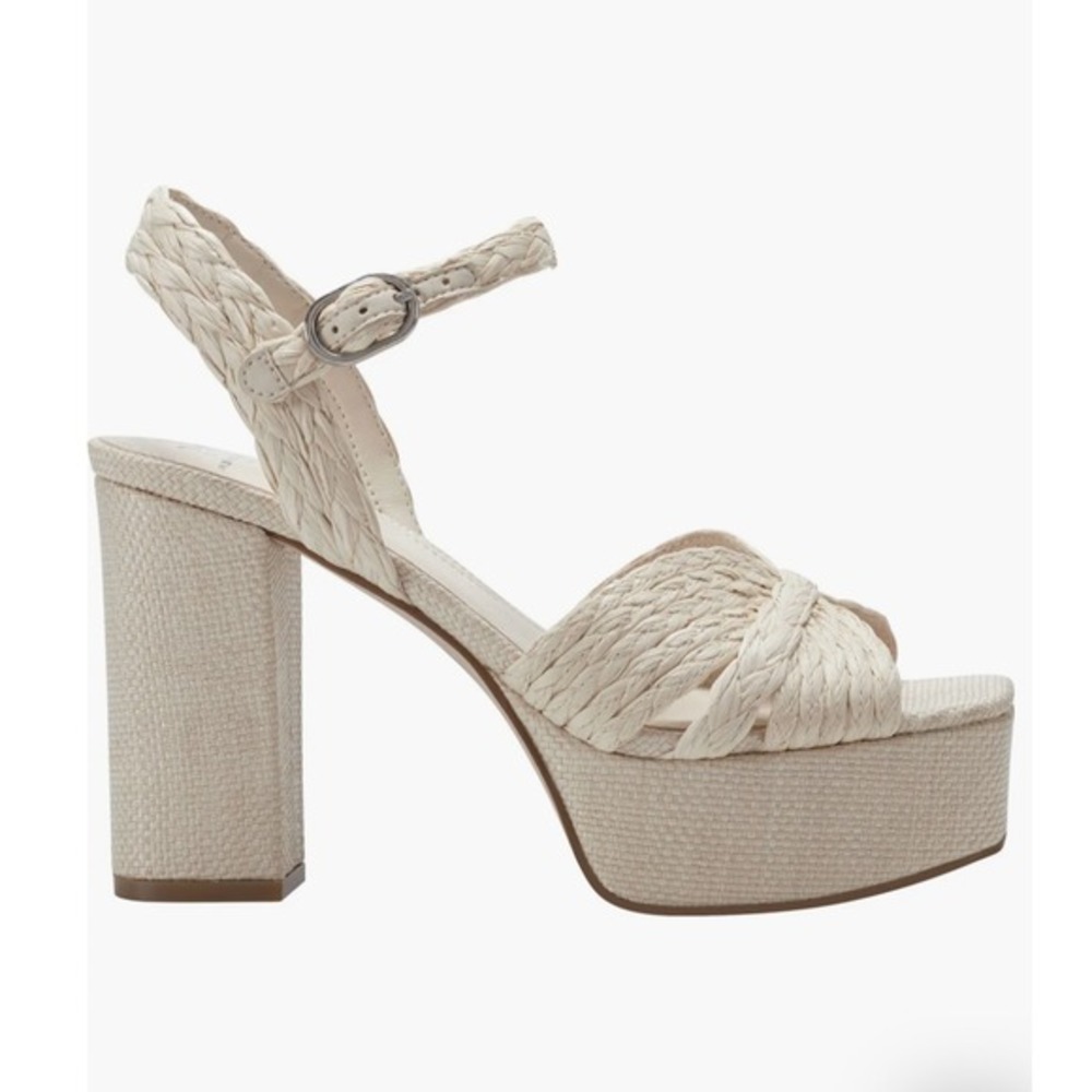 Marc Fisher‎ Platform Block Heel Sandals Ankle Strap Woven Heels NEW